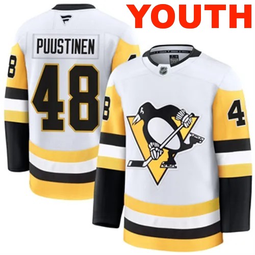 Youth Pittsburgh Penguins Valtteri Puustinen Authentic 2024-25 Away White Stitched NHL Hockey Jersey