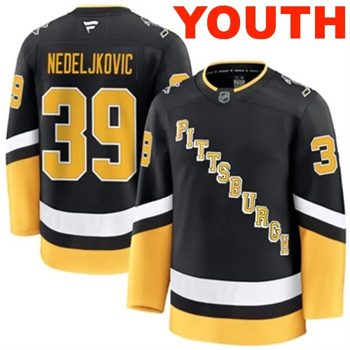 Youth Pittsburgh Penguins Alex Nedeljkovic Authentic 2024-25 Alternate Black Stitched NHL Hockey Jersey