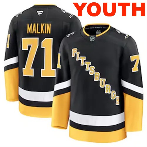 Youth Pittsburgh Penguins Evgeni Malkin Authentic 2024-25 Alternate Black Stitched NHL Hockey Jersey