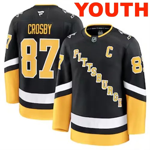 Youth Pittsburgh Penguins Sidney Crosby Authentic 2024-25 Alternate Black Stitched NHL Hockey Jersey
