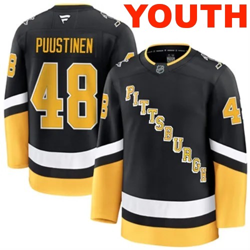 Youth Pittsburgh Penguins Valtteri Puustinen Authentic 2024-25 Alternate Black Stitched NHL Hockey Jersey