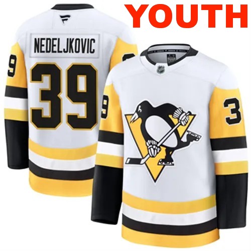 Youth Pittsburgh Penguins Alex Nedeljkovic Authentic 2024-25 Away White Stitched NHL Hockey Jersey