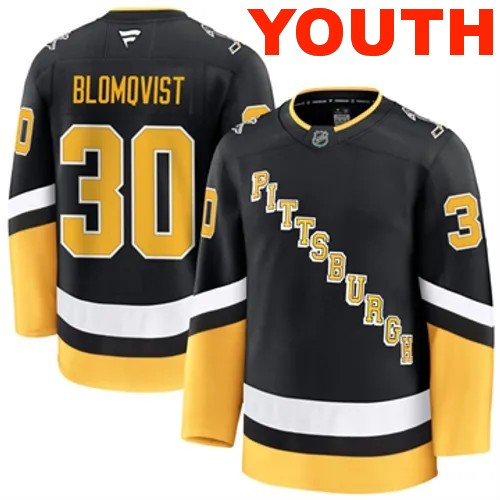 Youth Pittsburgh Penguins Joel Blomqvist Authentic 2024-25 Alternate Black Stitched NHL Hockey Jersey