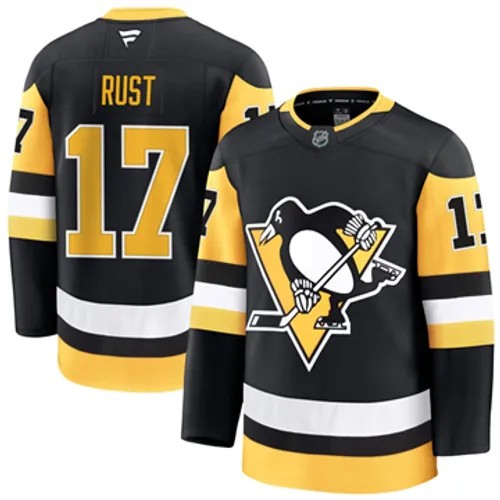 Men's Pittsburgh Penguins Bryan Rust Authentic 2024-25 Home Black Stitched NHL Hockey Jersey