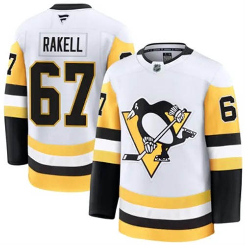 Men's Pittsburgh Penguins Rickard Rakell Authentic 2024-25 Away White Stitched NHL Hockey Jersey