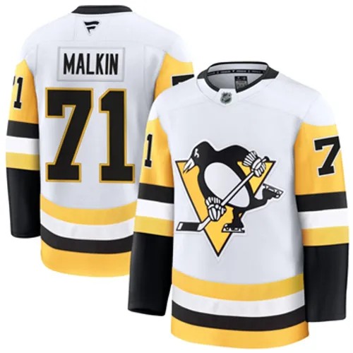 Men's Pittsburgh Penguins Evgeni Malkin Authentic 2024-25 Away White Stitched NHL Hockey Jersey