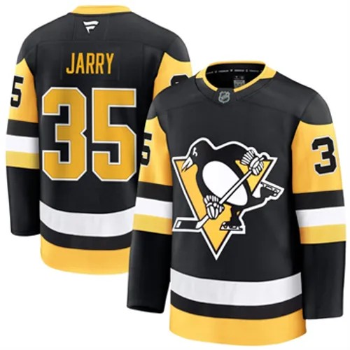 Men's Pittsburgh Penguins Tristan Jarry Authentic 2024-25 Home Black Stitched NHL Hockey Jersey