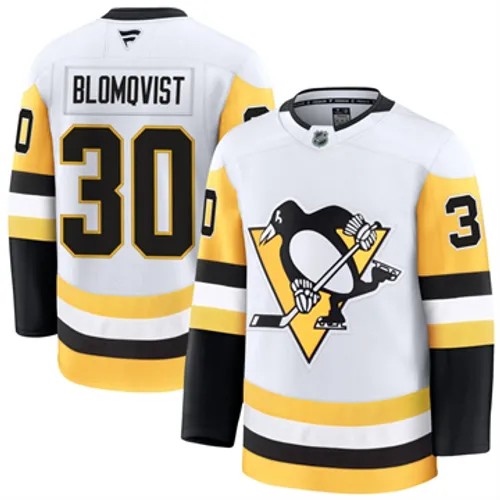 Men's Pittsburgh Penguins Joel Blomqvist Authentic 2024-25 Away White Stitched NHL Hockey Jersey