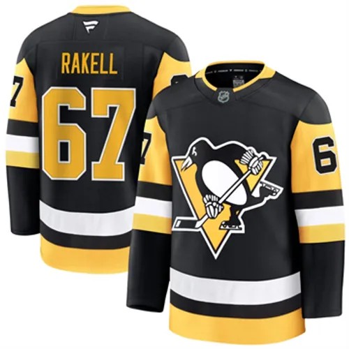 Men's Pittsburgh Penguins Rickard Rakell Authentic 2024-25 Home Black Stitched NHL Hockey Jersey