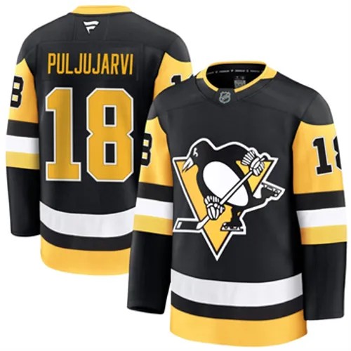 Men's Pittsburgh Penguins Jesse Puljujarvi Authentic 2024-25 Home Black Stitched NHL Hockey Jersey