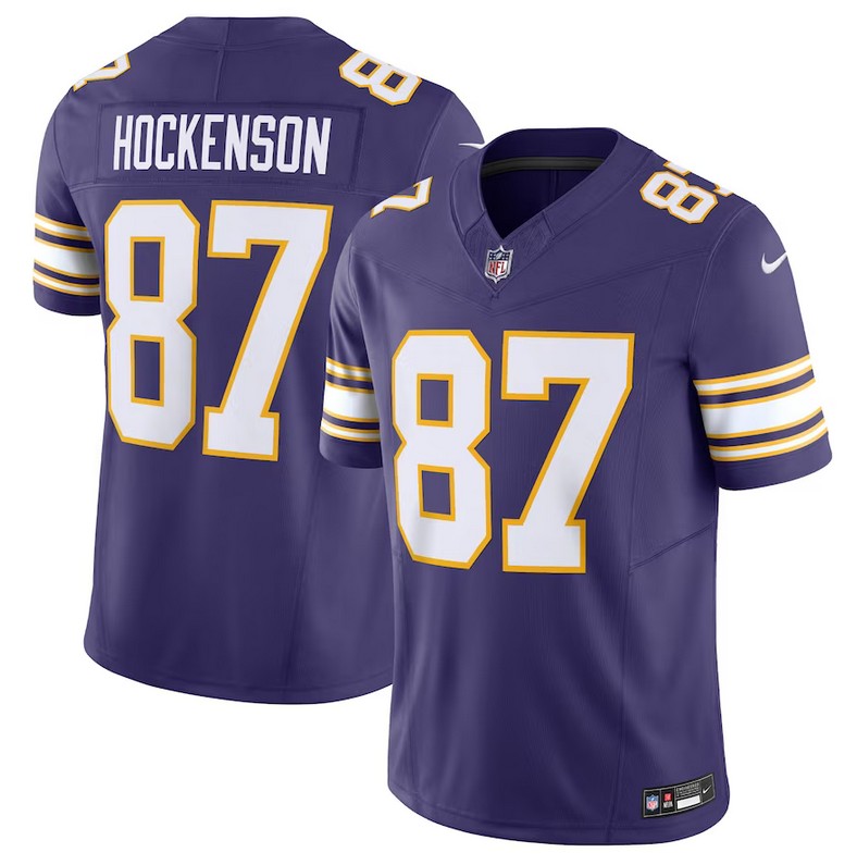Yuoth Minnesota Vikings #87 T.J. Hockenson Purple 2023 F.U.S.E. Vapor Untouchable Limited Stitched Jersey