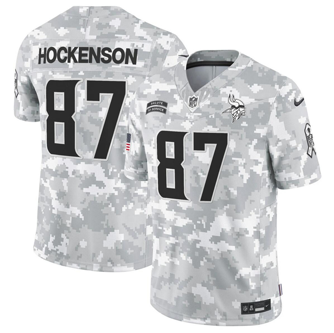 Youth Minnesota Vikings #87 T.J. Hockenson 2024 F.U.S.E Arctic Camo Salute to Service Limited Stitched Football Jersey
