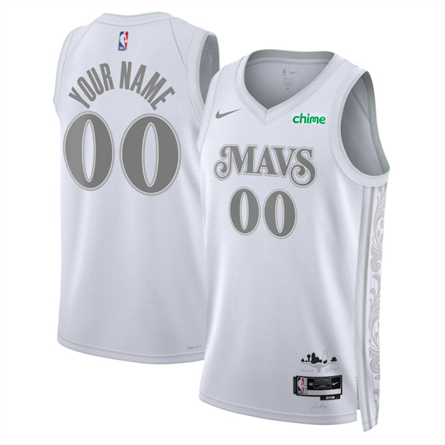 Men's Dallas Mavericks Customized White 2024-25 City Edition Stitched Basketball Jersey - Sponsor Patch