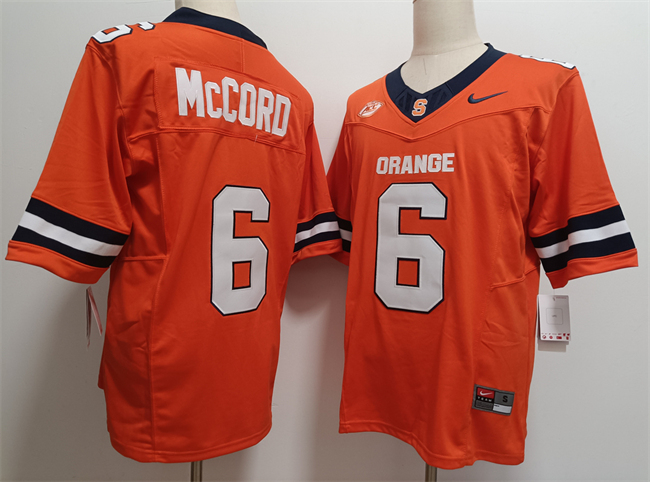 Men's Syracuse Orange #6 Kyle McCord Orange F.U.S.E. Stitched Football Jersey