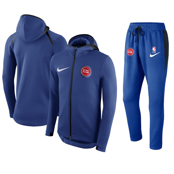 Men's Detroit Pistons Blue Team Name Warmup Hoodiesuit