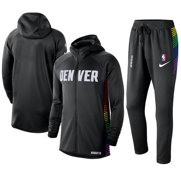 Men's Denver Nuggets Black Team Name Warmup Hoodiesuit