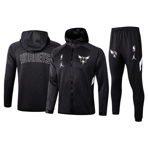 Men's Charlotte Hornets Black Warmup Hoodiesuit