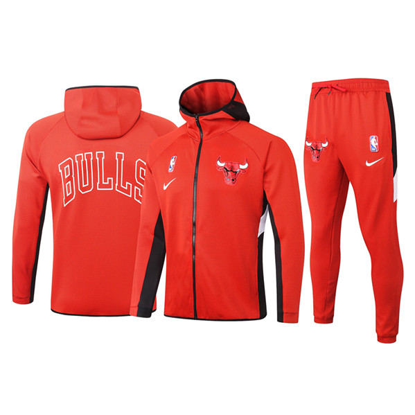 Men's Chicago Bulls Red Team Name Warmup Hoodiesuit