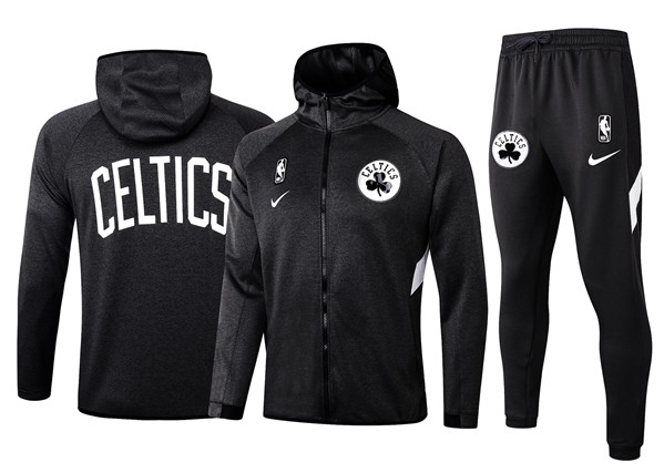 Men's Boston Celtics Black White Warmup Hoodiesuit