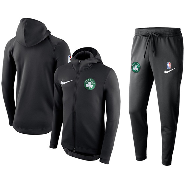 Men's Boston Celtics Black Green Warmup Hoodiesuit