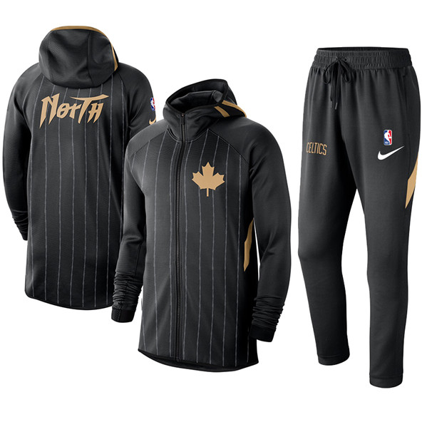 Men's Boston Celtics Black Gold Warmup Hoodiesuit