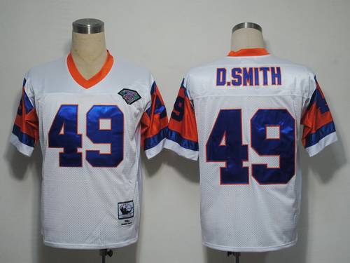 Men's Denver Broncos ACTIVE PLAYER Custom White With 75 Anniversary Patch Stitched Throwback Jersey