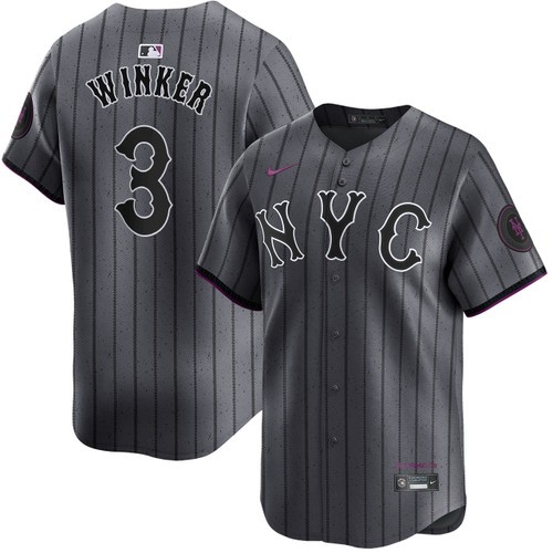 Men's Nike Jesse Winker New York Mets Gray 2024 City Connect Limited Jersey