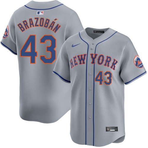Men's Nike Huascar Brazoban New York Mets Road Grey Limited Jersey