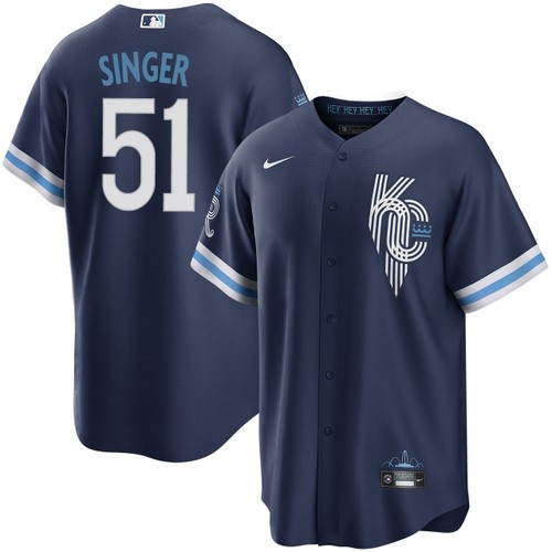 Men's Brady Singer Kansas City Royals Nike Navy 2024 City Connect Jersey