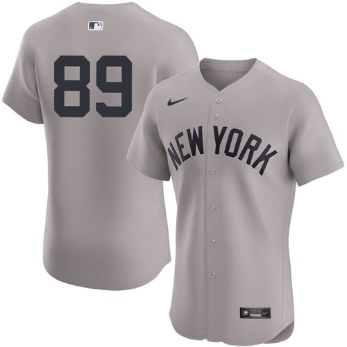 Men's Jasson Dominguez New York Yankees Nike Road Gray Elite On-Field Authentic Stitched Baseball Jersey