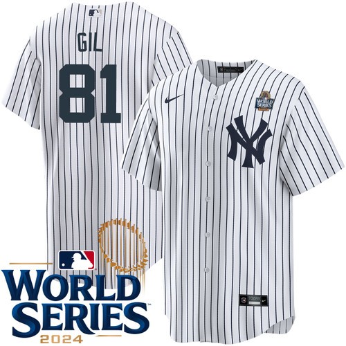 Youth Luis Gil New York Yankees Nike Home White 2024 World Series Stitched Jersey