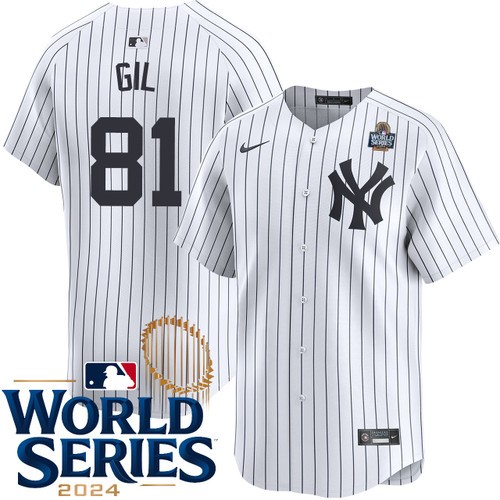 Youth Luis Gil New York Yankees Nike Home White Limited 2024 World Series Stitched Jersey