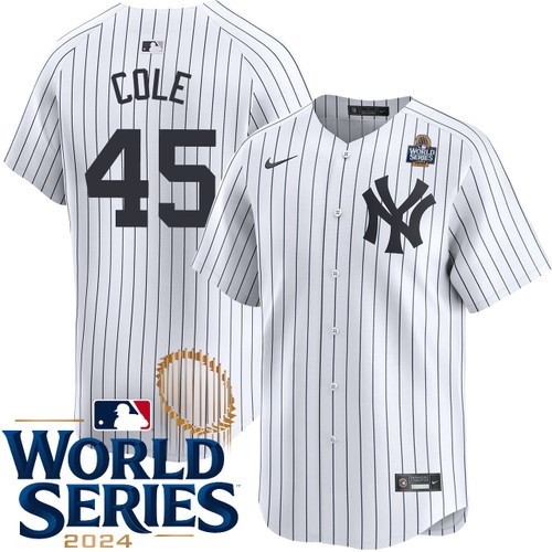 Youth Gerrit Cole New York Yankees Nike Home White Limited 2024 World Series Stitched Jersey