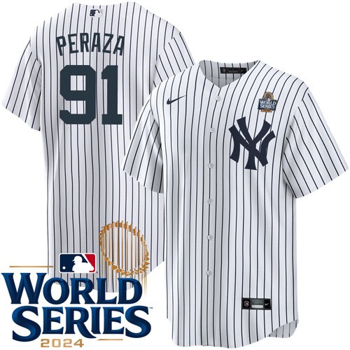 Youth Oswald Peraza New York Yankees Nike Home White 2024 World Series Stitched Jersey