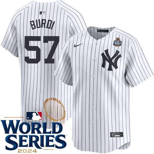 Youth Nick Burdi New York Yankees Nike Home White Limited 2024 World Series Stitched Jersey