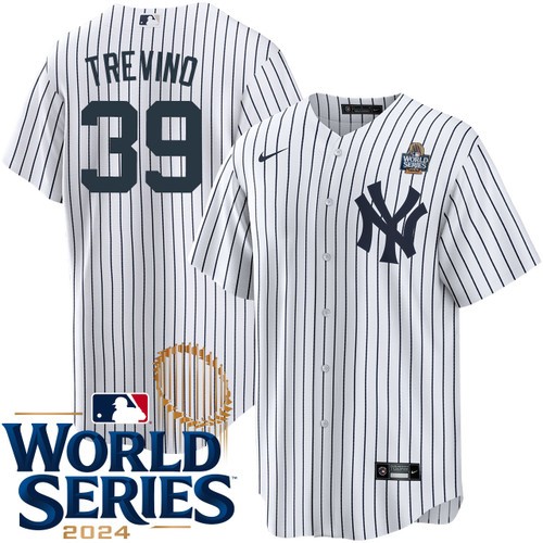 Youth Jose Trevino New York Yankees Nike Home White 2024 World Series Stitched Jersey