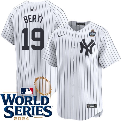 Youth Jon Berti New York Yankees Nike Home White Limited 2024 World Series Stitched Jersey