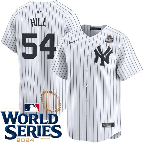 Youth Tim Hill New York Yankees Nike Home White Limited 2024 World Series Stitched Jersey