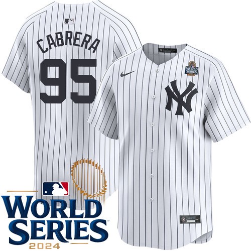 Youth Oswaldo Cabrera New York Yankees Nike Home White Limited 2024 World Series Stitched Jersey