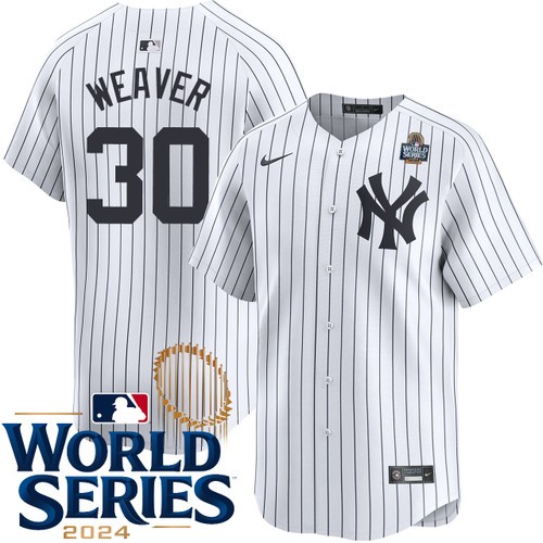 Youth Luke Weaver New York Yankees Nike Home White Limited 2024 World Series Stitched Jersey