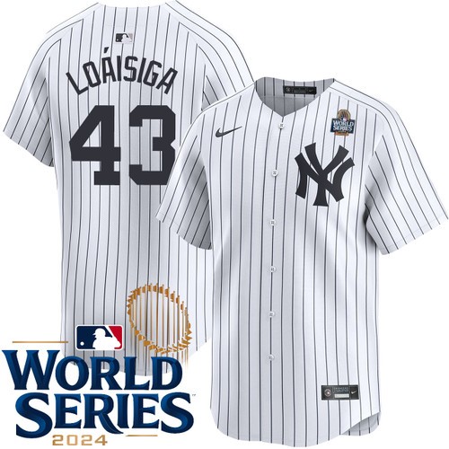 Youth Jonathan Loaisiga New York Yankees Nike Home White Limited 2024 World Series Stitched Jersey