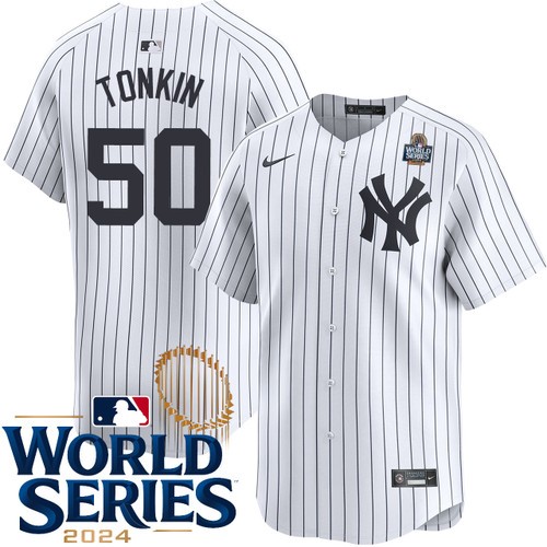 Youth Michael Tonkin New York Yankees Nike Home White Limited 2024 World Series Stitched Jersey