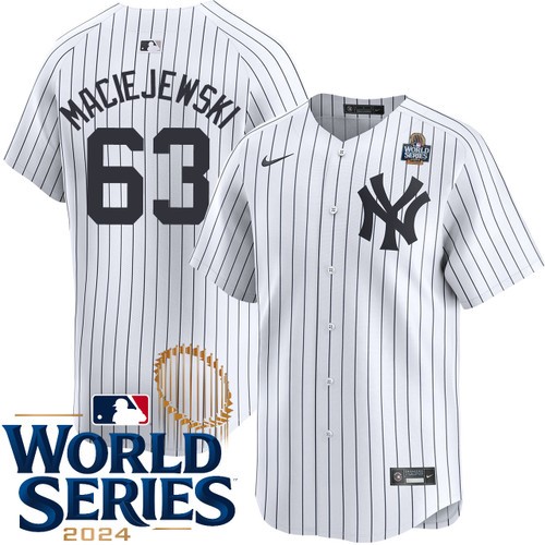 Youth Josh Maciejewski New York Yankees Nike Home White Limited 2024 World Series Stitched Jersey
