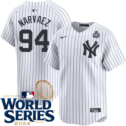 Youth Carlos Narvaez New York Yankees Nike Home White Limited 2024 World Series Stitched Jersey