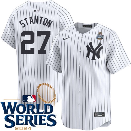 Youth Giancarlo Stanton New York Yankees Nike Home White Limited 2024 World Series Stitched Jersey