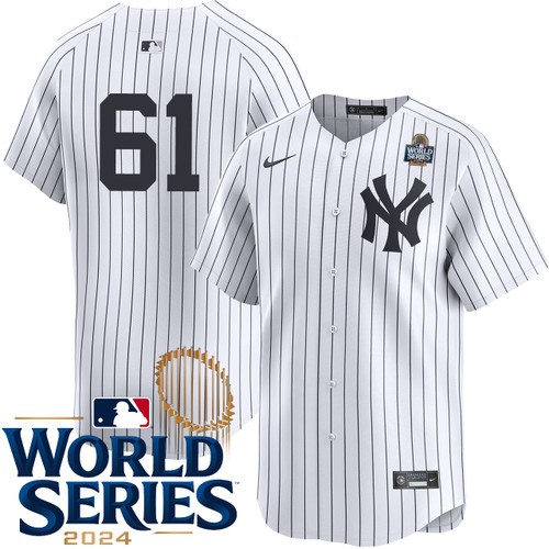 Youth Jake Cousins New York Yankees Nike Home White Limited Player 2024 World Series Stitched Jersey
