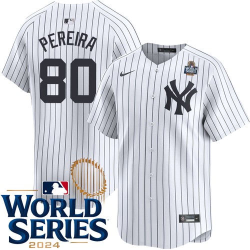 Youth Everson Pereira New York Yankees Nike Home White Limited 2024 World Series Stitched Jersey