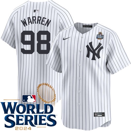 Youth Will Warren New York Yankees Nike Home White Limited 2024 World Series Stitched Jersey