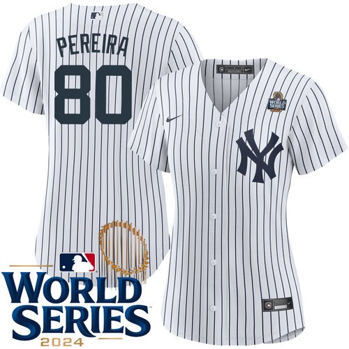 Women's Everson Pereira New York Yankees Nike Home White 2024 World Series Stitched MLB Jersey