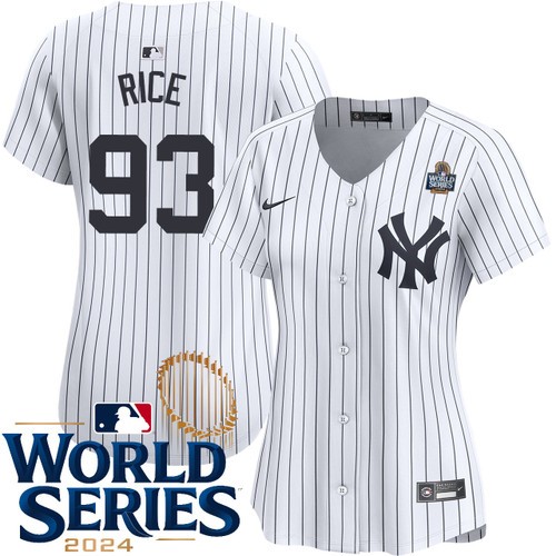 Women's Ben Rice New York Yankees Nike Home White Limited 2024 World Series Stitched MLB Jersey